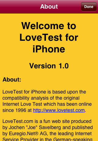 LoveTest for iPhone